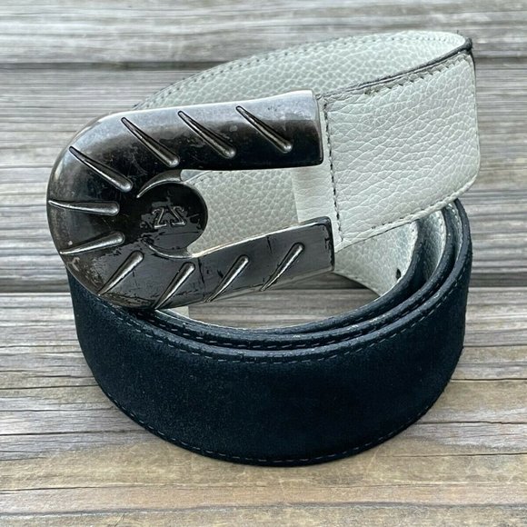 Ermenegildo Zegna Sport Men Belt Black Suede Leather Waistband Size 36-37 In Aut - Picture 8 of 12